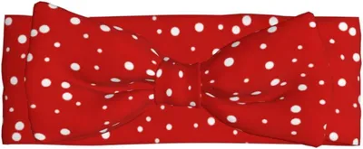 Productafbeelding van Rekbare haarband met rode en witte stippen en strik voor babymeisjes