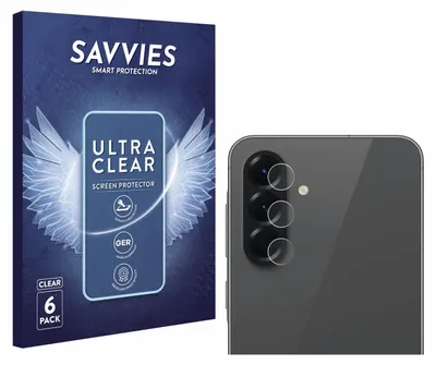 A product shot showing the packaging for a screen protector and a close-up of the product applied to a phone's camera.