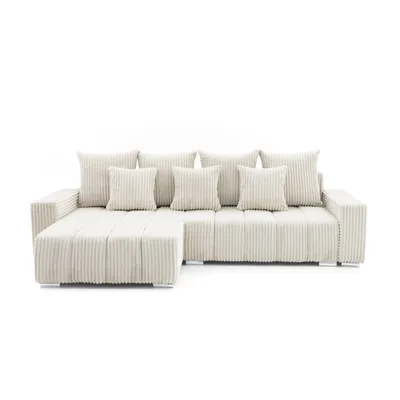 Produktbild von MUFFO Ecksofa PIANO L-Form L-Forminks mit Schlaffunktion 137x234 Cord Creme