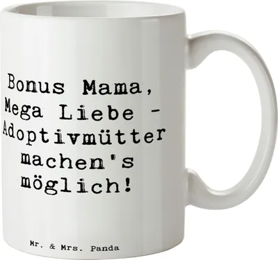 Produktbild von Mr. & Mrs. Panda Tasse Spruch Adoptivmutter Liebe - Weiß - Geschenk, Adoption, Familienliebe, Becher, Trinkbecher, Familienmitglieder, Familie, Teetasse, Mutterschaft