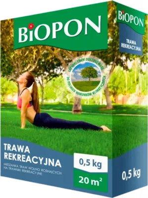 Zdjęcie produktu dla Biopon Nasiona Trawa Rekreacyjna Na Place Zabaw Tereny Użytkowane 0,5 Kg