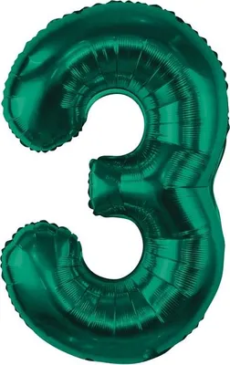 Produktbild von Balon foliowy cyfra 3 butelkowa zieleń 85 cm