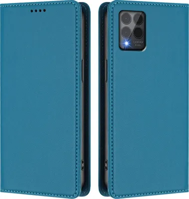 Obrázek produktu pro Kožené pouzdro pro T-Mobile REVVL 6 Pro, magnetické flipové pouzdro zPolyuretankůže se stojánkem Jezerní modrá