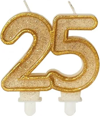 Produktbild von Geburtstagskerze mit goldenem Glitzer – 25 Złoty – GoParty