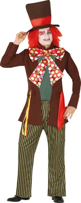 Produktbild von Hutmacher Kostüm Karneval Jacket Papillon Pants Hat Welt Buch Tag, Größe: 48 - 50 (M) Farbe: Braun