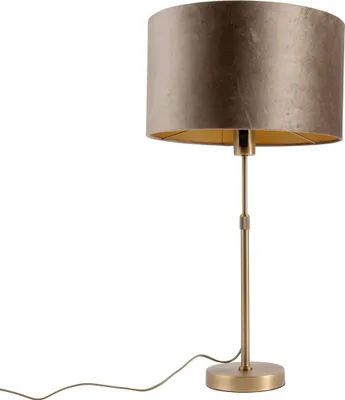 Produktbild von QAZQA - Klassisch I Antik Tischleuchte I Tischlampe I Lampe I Leuchte Bronze mit Samtschirm braun 35cm - Parte I Wohnzimmer I Schlafzimmer - Stahl Rund - LED geeignet E27