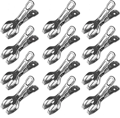Strandhandtuchclips, Edelstahl, 12 Stk., 8,5 cm, für Liegen & Pool