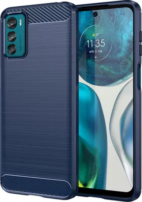 Produktbild von Moto G42 Hülle, Carbon-Faser TPU Silikon Stoßfest Schutzhülle für Motorola Moto G42 Blau