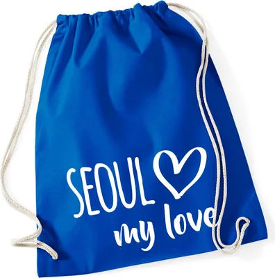Produktbild von Huuraa Turnbeutel Seoul my love 12 Liter Bright Royal Baumwolle Rucksack Geschenkidee