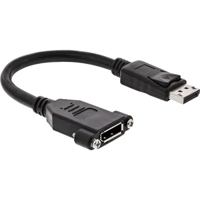 Produktbild von InLine DisplayPort Adapterkabel, DisplayPort Stecker auf Einbaubuchse, 0,2m, 0,2 m, DisplayPort, DisplayPort, Männlich, Weiblich, Schwarz