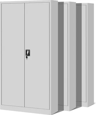 Produktbild von 3er Set Aktenschrank C001H Büroschrank Metallschrank Stahlschrank Werkzeugschrank Stahlblech Pulverbeschichtet Flügeltürschrank Abschließbar 195 cm x 90 cm x 40 cm Farbe: Grau/Grau)