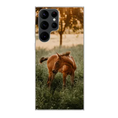Produktbild von MuchoWow® Handyhülle Schutzhülle Hülle für Samsung Galaxy S22 Ultra Pferd - Gras - Baum Silikon Softcase Handy Hülle - Abbildung