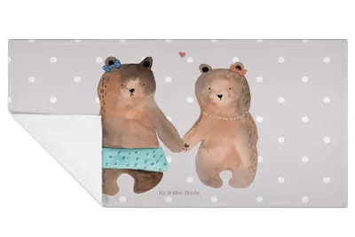 Produktbild von Mr. & Mrs. Panda Handtuch Bär Freundin - Grau Pastell - Geschenk, gesichtshandtuch, kleines, Teddy, Beste Freund Liebe Liebesbeweis Verliebt Kumpel Kumpeliene, 50x100