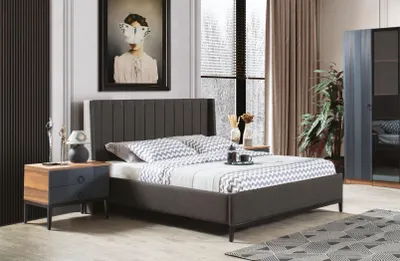 Produktbild von Design Schlafzimmer Set Luxus Modern Möbel Set Bett und 2x Nachttische