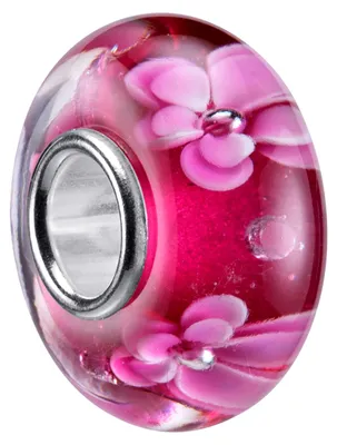 Produktbild von MATERIA by Matthias Wagner Glas Bead pink mit rosa Blumen und Zirkonia 1267