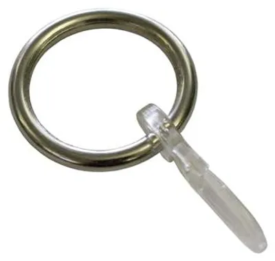 Vorhängeringe mit Faltenhaken, 6 Stk., Ø 27/35 mm, Metall, Edelstahl-Optik
