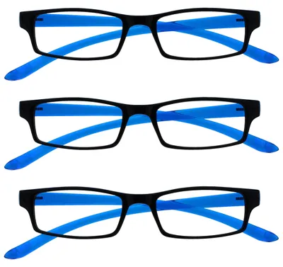 Produktbild von OPULIZE Die Lesebrille Unternehmen Schwarz Leuchtend Blauen Nacken-Leser Wert 3er-Pack Herren Damen RRR20-3 +1,50