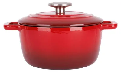 Obrázek produktu pro Hrnek z litiny s emailovaným povrchem a pokličkou 20 cm 2,7 L tradiční červená Fontestic Cosy & Trendy 9967501