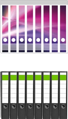 Produktbild von Wallario 8 Stück schmale Ordner inkl. Klebeetiketten mit Motive Abstrakte Formen und Linien in pink lila -  Set mit Rückenschildern / Ordnerrücken Stickern