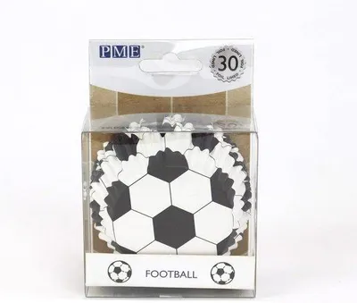 Productafbeelding van Voetbal Papieren Bakvormen - Zwart en Wit