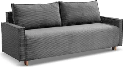Obrázek produktu pro Rozkládací pohovka s úložným prostorem – Moderní manšestr – Grafitová – 214x76x88 cm – Výběr barev – 3místná