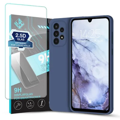 Produktbild von Hülle für Samsung Galaxy A72 mit 9H Displayglas Displayschutz Case Cover Bumper Smartphone Softgrip Schutzhülle Farbe: Lavendelblau