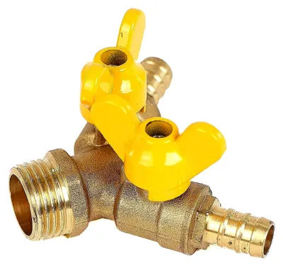 Produktbild von Y-Verteiler 2-Wege 1/2' - mit Absperrhähnen für Zapfhähne und Gartenschlauch