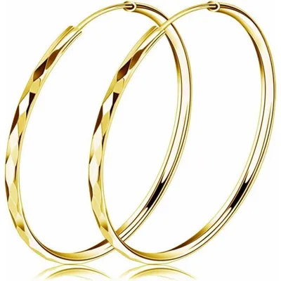Produktbild von Creolen Silber 925 Groß 50mm Sterling Silber Hoop Ring Damen Ohrringe Huggie Rund Hängend Klapp-Creolen Geschliffen Ohrhänger Gold