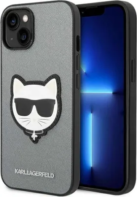 Immagine prodotto di Karl Lagerfeld Klhcp14Ssapchg Custodia rigida per Iphone 14 / 15 / 13 6,1 Srebrny/Argento Saffiano Choupette Head Patch