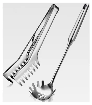 Produktbild von 2 Stück Spaghettilöffel und Nudelgabel mit ergonomischem Griff