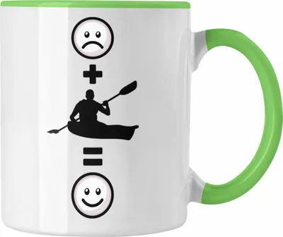 Produktbild von Trendation - Kajak Tasse Geschenk für Kajakfahrer  :( + Kajak = :) Lustige Geschenkidee Geburtstag (Grün)