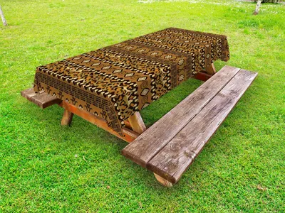 Produktbild von ABAKUHAUS Sambia Tischdecke Outdoor, Wilder Tropischer Tiermotivdruck Wiederholendes Muster, Pale Caramel Dunkelbraun, 145x210cm