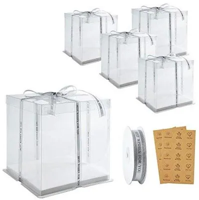 Produktbild von Famanu Tortenboxen 25 cm hoch - 5 Stück Verpackungsboxen für Desserts und Gebäck