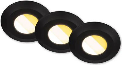 Obrázok produktu pre sada 3 LED zapustených kúpeľňových reflektorov 230V CTS spínač Ra90 Ploché vodotesné čierne