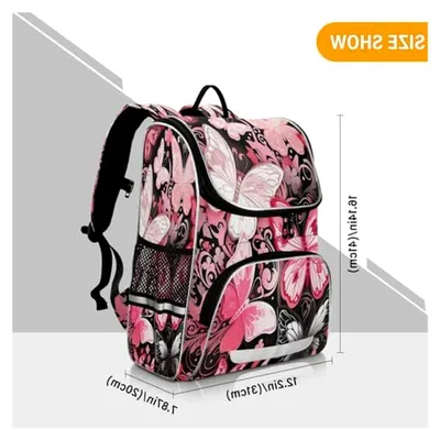Produktbild von Rosa Schmetterling Büchertasche, Rucksack für Schüler, große Tasche für Kinder