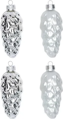 Produktbild von Christbaumschmuck Zapfen 9cm Glas 4 Stück - Frosty Silber
