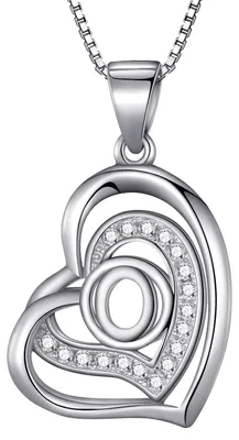 Produktbild von Morella® Damen Halskette Herz Buchstabe O 925 Silber rhodiniert mit Zirkoniasteinen weiß 46 cm