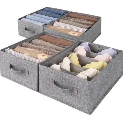 Immagine prodotto di Organizer per vestiti a 4 scomparti, grigio chiaro