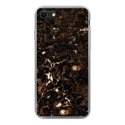 Produktbild von MuchoWow® Handyhülle Schutzhülle Hülle für iPhone SE 2020 Marmor - Schwarz - Gold Silikon Softcase Handy Hülle - Kartenbesitzer