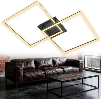 Produktbild von UISEBRT 72W LED Deckenleuchte Eckig Metalllampe Modern Geometrisch Warmweiß Wohnzimmerlampe Schlafzimmer Küchenlampe Esszimmer Deckenbeleuchtung