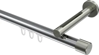 Produktbild von Interdeco Innenlaufstange / Gardinenstange mit Innenlauf Chrom / Edelstahl-Optik, Typ Siteno Santo (Kappe), 20 mm Ø 1-läufig, 320 cm