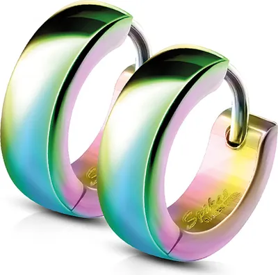Produktbild von Creolen Klappcreolen Ohrringe Edelstahl Herren Damen rainbow