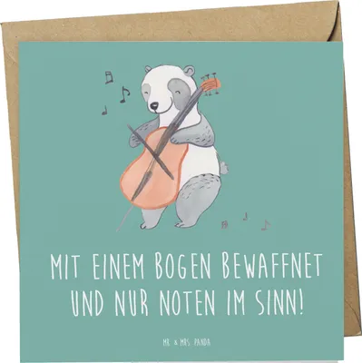 Produktbild von Mr. & Mrs. Panda Klappkarte Violoncello Magie - Meeresbrise - Geschenk, Musiker, Noten, Grußkarte, Glückwunschkarte, anlasskarte, faltkarte, Instrument, doppelkarte