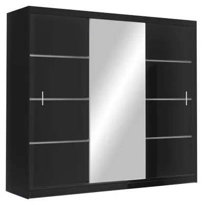 Produktbild von Masseno Schiebetürenschrank NASUS 250/215/61 cm 3-türig mit Spiegel Schwarz