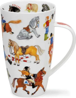 Produktbild von DUNOON Becher, Tasse Henley Horseplay Pferde weiß lila Porzellan Formano