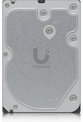 A top-down view of a silver hard drive with a brushed metal finish.
