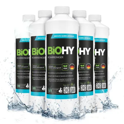 Produktbild von BiOHY Rohrreiniger + Dosierer, Abflussreiniger, Rohrfrei, Abflussfrei, 6 x 1 l