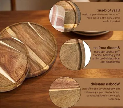 Rundes Holztablett Set, Dekoratives Snacktablett für Couchtische, Kerzen und Wohnkultur, Groß und Klein