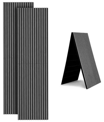 Produktbild von Vigevee 2 Stück faltbare Akustikpaneele in Holzoptik mit Filz, 240 x 60 cm, Silbereiche