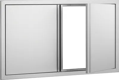 Immagine prodotto di SucceBuy porta di accesso al barbecue, 914 x 534 mm, doppia porta per cucina da esterno, porta da incasso in acciaio inox, porta verticale a parete con maniglie a scomparsa, per isola barbecue, postazione barbecue, mobile da esterno